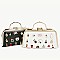 3D CHARM ACCENTED Design Metal Frame Satchel