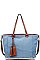 STYLISH SANTORINI TASSELLED DENIM TOTE BAG JY17308