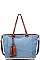 STYLISH SANTORINI TASSELLED DENIM TOTE BAG JY17308