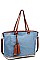 STYLISH SANTORINI TASSELLED DENIM TOTE BAG JY17308