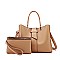 2 IN 1 SMOOTH LEATHER SATCHEL CLUTCH SET