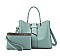 2 IN 1 SMOOTH LEATHER SATCHEL CLUTCH SET