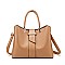 2 IN 1 SMOOTH LEATHER SATCHEL CLUTCH SET