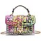 2 IN 1 Graffiti Studded Cross-Body Satchel