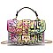 2 IN 1 Graffiti Studded Cross-Body Satchel