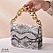 CHAIN HANDLE SNAKE PRINT SHOULDER SATCHEL BAG