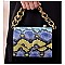 CHAIN HANDLE SNAKE PRINT SHOULDER SATCHEL BAG