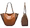 4 in 1 CLASSIC SMOOTH TWO TONE TOTE CLUTCH SET