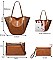 4 in 1 CLASSIC SMOOTH TWO TONE TOTE CLUTCH SET