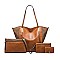 4 in 1 CLASSIC SMOOTH TWO TONE TOTE CLUTCH SET