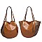 4 in 1 CLASSIC SMOOTH TWO TONE TOTE CLUTCH SET