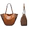 4 in 1 CLASSIC SMOOTH TWO TONE TOTE CLUTCH SET
