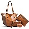 4 in 1 CLASSIC SMOOTH TWO TONE TOTE CLUTCH SET