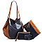 4 in 1 CLASSIC SMOOTH TWO TONE TOTE CLUTCH SET
