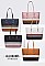 4 in 1 Trendy Striped Front Tote Bag & Clutch Set