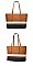 4 in 1 Trendy Striped Front Tote Bag & Clutch Set