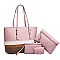 4 in 1 Trendy Striped Front Tote Bag & Clutch Set