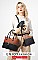 4 In 1 Stylish Two Tone Tote Bag & Clutch Set
