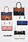 4 In 1 Stylish Two Tone Tote Bag & Clutch Set