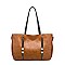 3 IN 1 SMOOTH LEATHER BACK POCKET ACCENT TOTE SHOULDER BAG SET