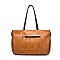 3 IN 1 SMOOTH LEATHER BACK POCKET ACCENT TOTE SHOULDER BAG SET