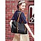 3 IN 1 SMOOTH LEATHER BACK POCKET ACCENT TOTE SHOULDER BAG SET