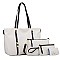 3 IN 1 SMOOTH LEATHER BACK POCKET ACCENT TOTE SHOULDER BAG SET