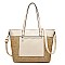 STYLISH TWO TONE SMOOTH TEXTURED TOP STRAW WOVEN TOTE BAG