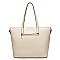 STYLISH TWO TONE SMOOTH TEXTURED TOP STRAW WOVEN TOTE BAG