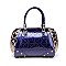 SEQUIN EMBOSSED GEOMETRIC DESIGN PATENT SATCHEL