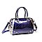 SEQUIN EMBOSSED GEOMETRIC DESIGN PATENT SATCHEL