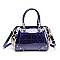 SEQUIN EMBOSSED GEOMETRIC DESIGN PATENT SATCHEL