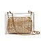 2 In 1 Transparent Cross Body With Straw Pouch