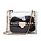2 In 1 Transparent Cross Body With Straw Pouch