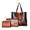 3 IN 1 CROCODILE PRINT TOTE CLUTCH WALLET SET