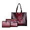 3 IN 1 CROCODILE PRINT TOTE CLUTCH WALLET SET