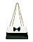 Patent Bo-Tie Accent Boutique Shoulder Bag