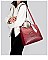 3 IN 1 CROCODILE SCARFED ROUND HANDLE SATCHEL SET