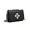 Quilted Pearl Accent Chained Shoulder Bag
