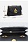 Quilted Stoned Crown Emblemed Cross Body Shoulder Bag