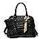 2-in-1 Crocodile Patent Dome Satchel Wallet Set