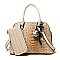 2-in-1 Crocodile Patent Dome Satchel Wallet Set