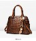 2-in-1 Crocodile Patent Dome Satchel Wallet Set