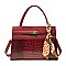 CROCODILE PATTERN SCARFED SATCHEL SET