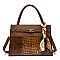 3 IN 1 CROCODILE PATTERN SCARFED SATCHEL SET