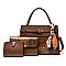 3 IN 1 CROCODILE PATTERN SCARFED SATCHEL SET