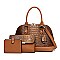 3-in-1 Crocodile Dome Satchel & Clutch Wallet Set