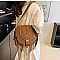 Braided Accent Fringed Round Flap Top Messenger