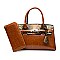 2 in 1 Crocodile & Patent Satchel Wallet Set