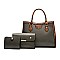 3 in 1 Crocodile Accent Satchel Wallet Set